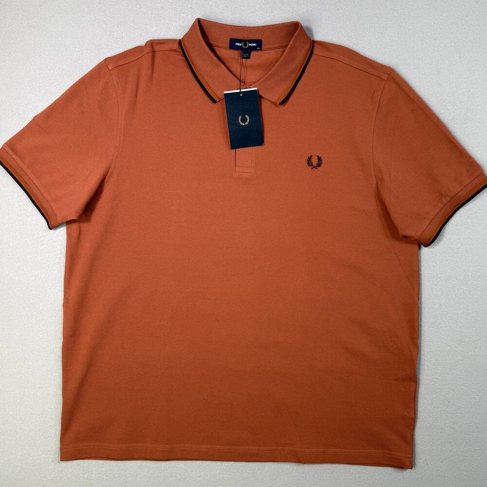 Fred Perry Short Sleeve Slim Fit Twin Tipped Polo Shirt, Cinnamon XXL $110